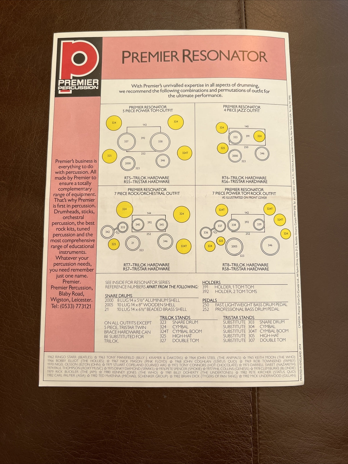 Premier Drum Brochures - Resonator & Soundwave